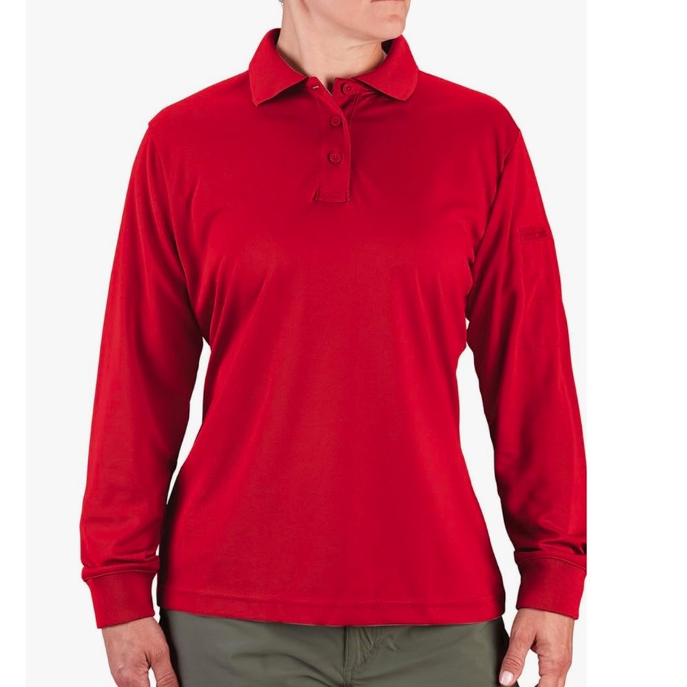 Propper Women's Long Sleeve Polo Shirt Red Size M Workwear